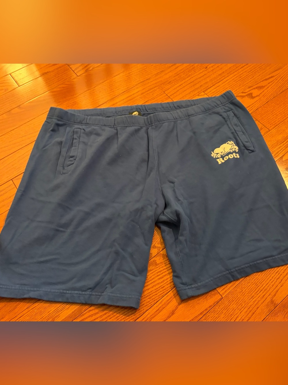 Roots Men's Navy Athletic Logo Shorts with Cream Accent Sz 3X